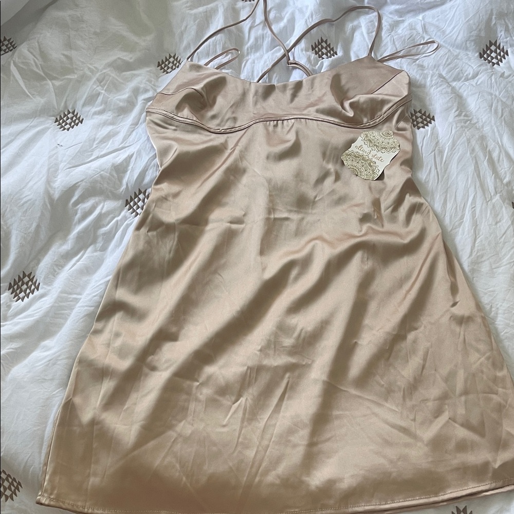 Silky Beige Slip Dress